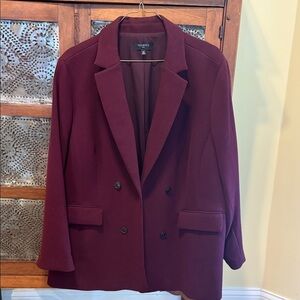 Talbots Women's Burgundy Double-Breasted Knit Blazer, Plus Size 20W